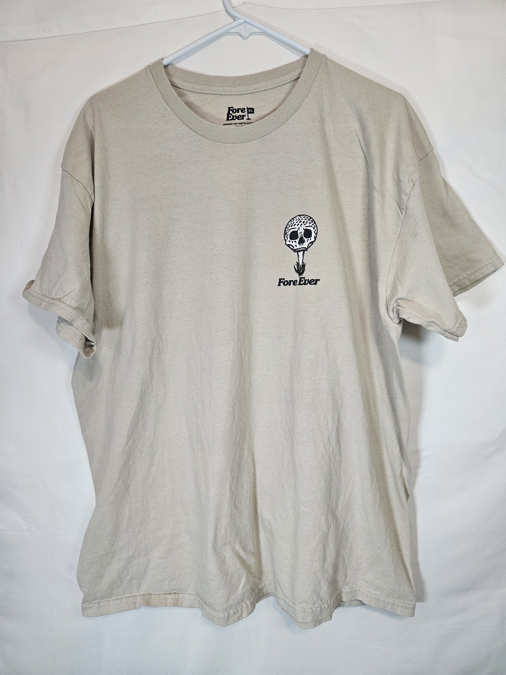 Men's Skeleton Golf Short-Sleeve Crewneck T-Shirt in Light Beige